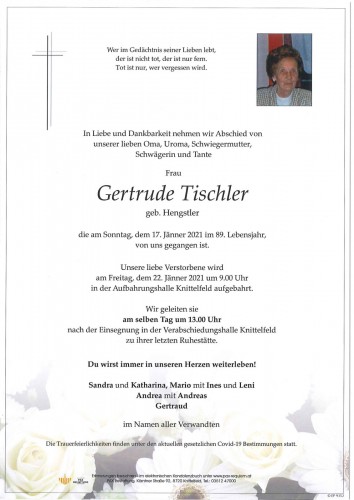 Gertrude Tischler geb. Hengstler