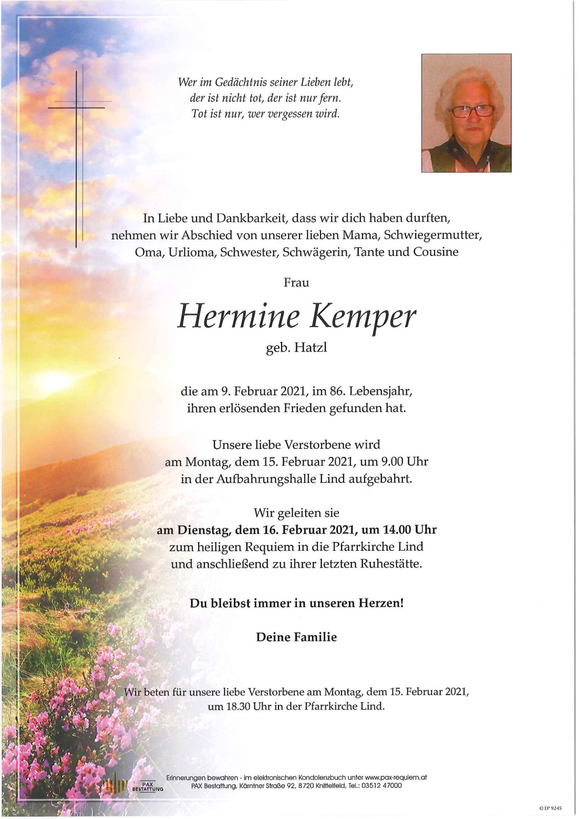 Parte Hermine Kemper geb. Hatzl