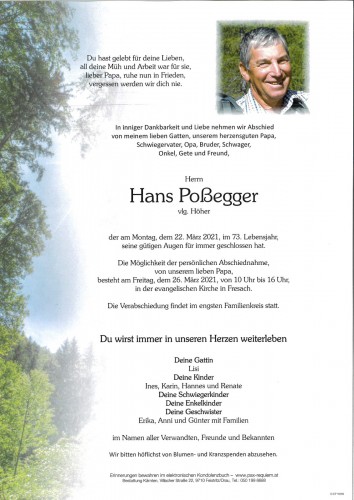 Hans Poßegger, vlg. Höher