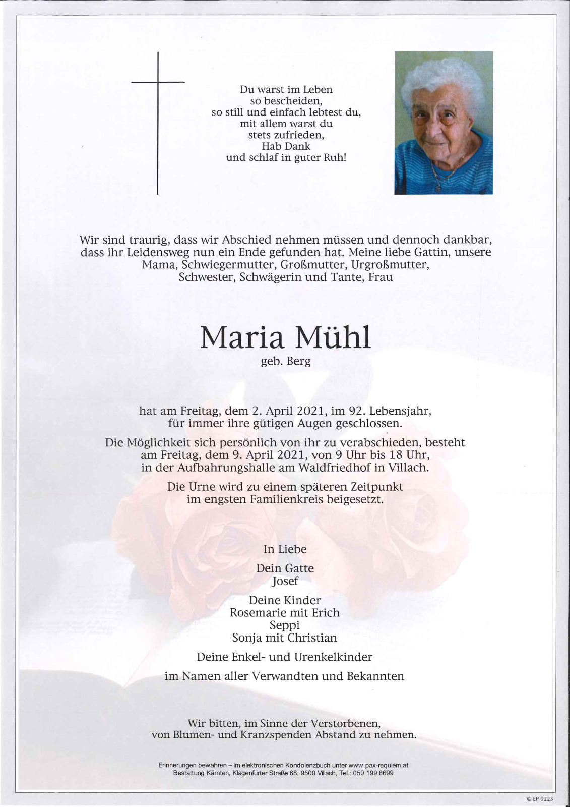 Parte Maria Mühl geb. Berg