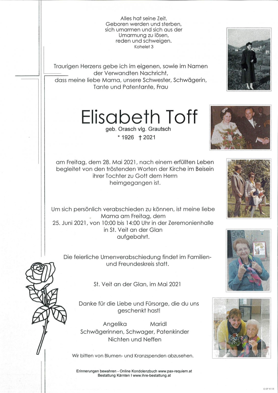 Parte Elisabeth Toff geb. Orasch vlg. Grautsch
