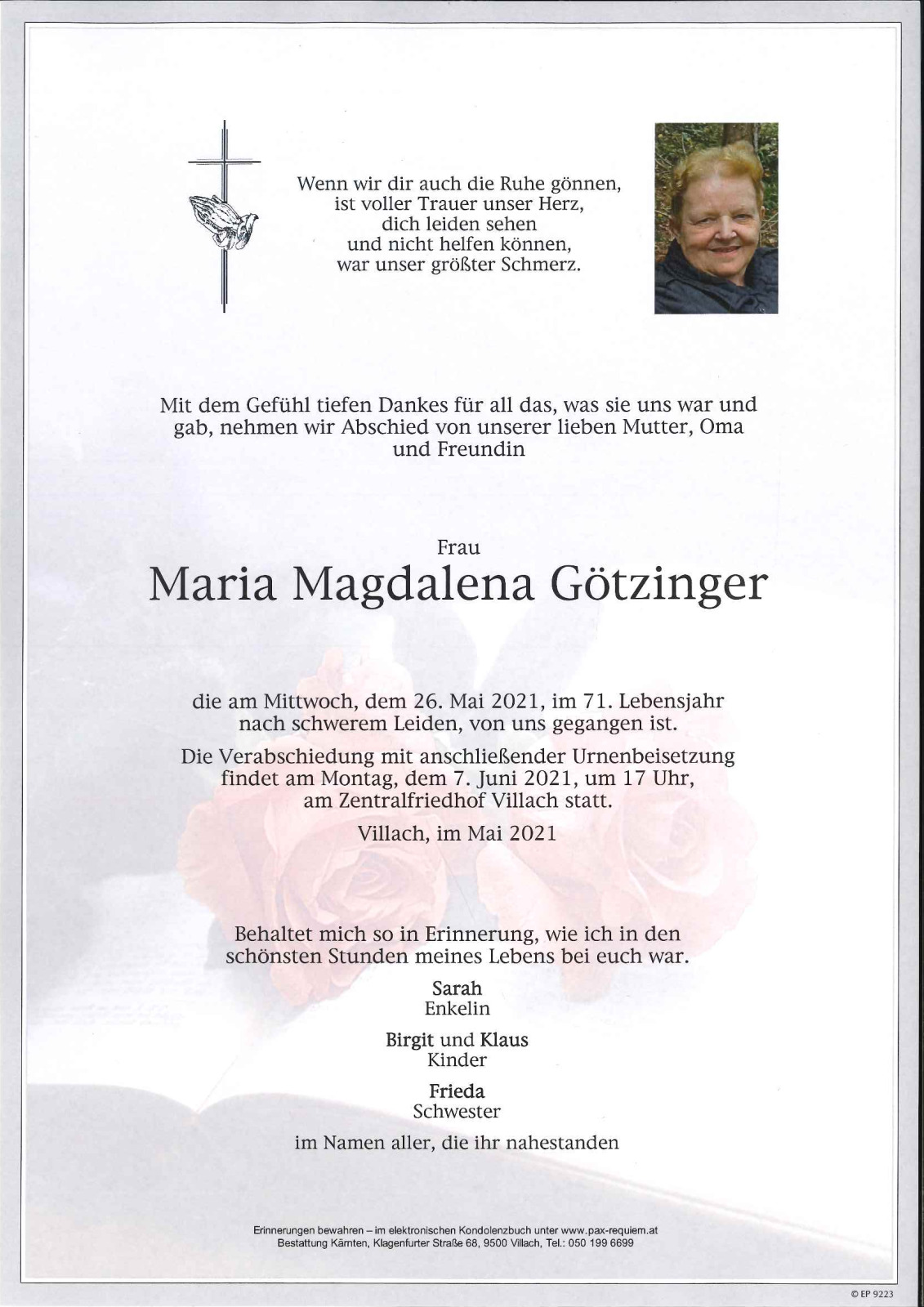 Parte Maria Magdalena Götzinger