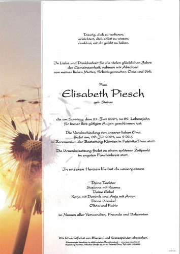 Elisabeth Piesch, geb. Steiner