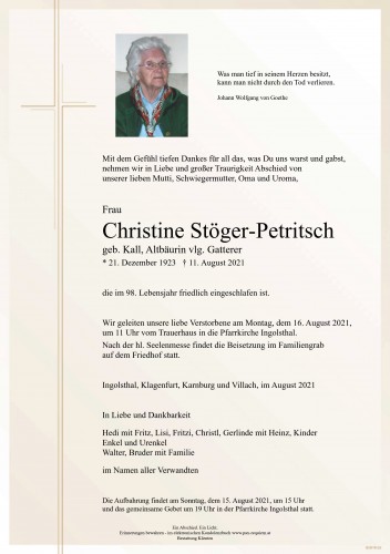 Christine Stöger-Petritsch, vlg. Gatterer