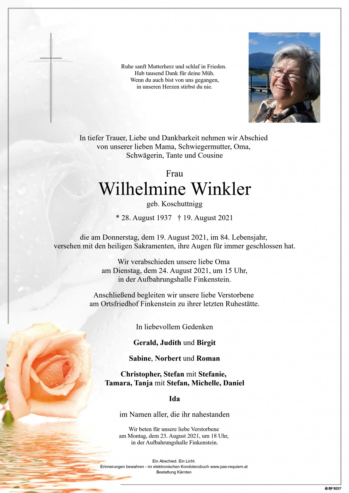 Parte Wilhelmine Winkler geb. Koschuttnigg