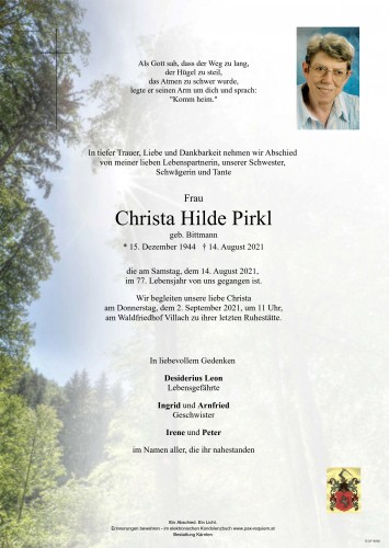 Christa Hilde Pirkl geb. Bittmann