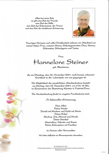 Hannelore Steiner, geb. Rheinheimer