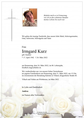 Irmgard Kurz, geb. Kastner