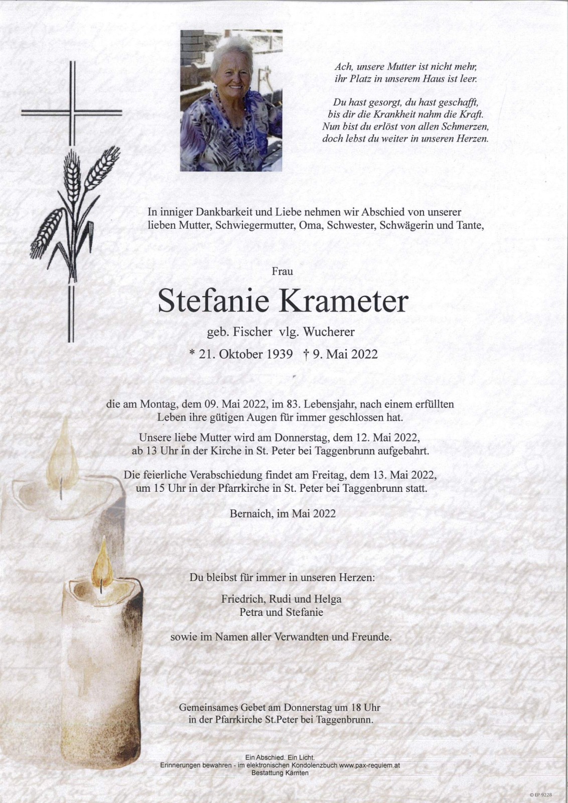 Parte Stefanie Krameter geb. Fischer   vlg. Wucherer