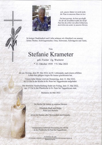 Stefanie Krameter geb. Fischer   vlg. Wucherer