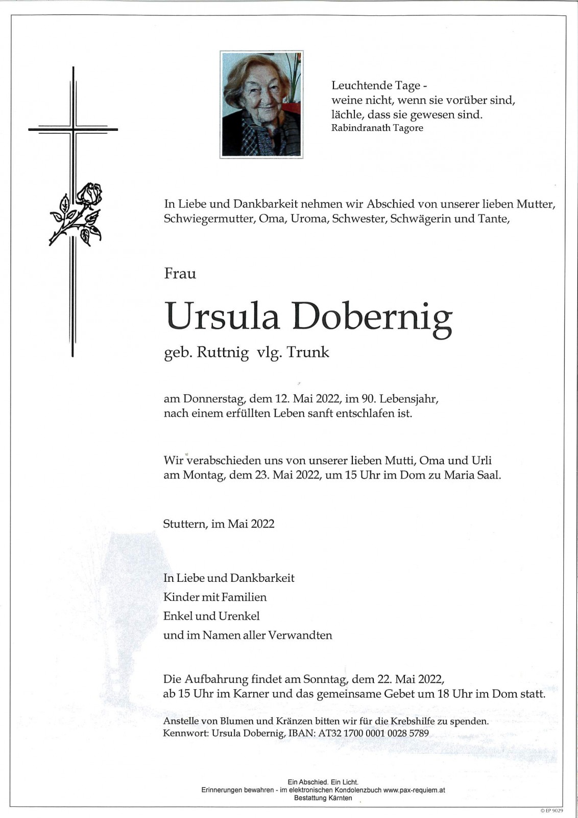 Parte Ursula Dobernig,  geb. Ruttnig  vlg. Trunk