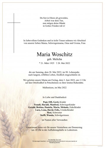 Maria Woschitz, geb. Melicha