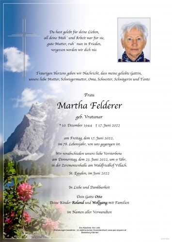 Martha Felderer, geb. Vratanar