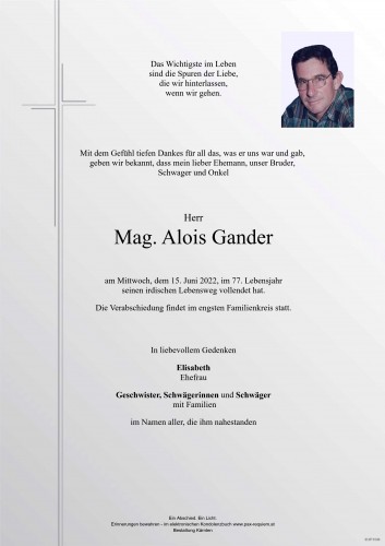 Mag. Alois Gander