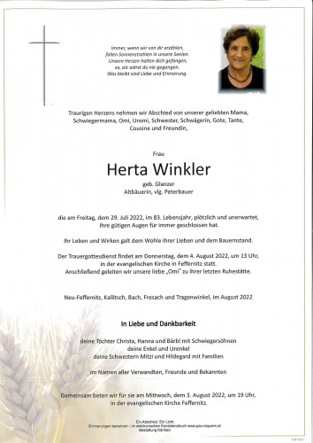 Herta Winkler, geb. Glanzer vlg. Peterbauer