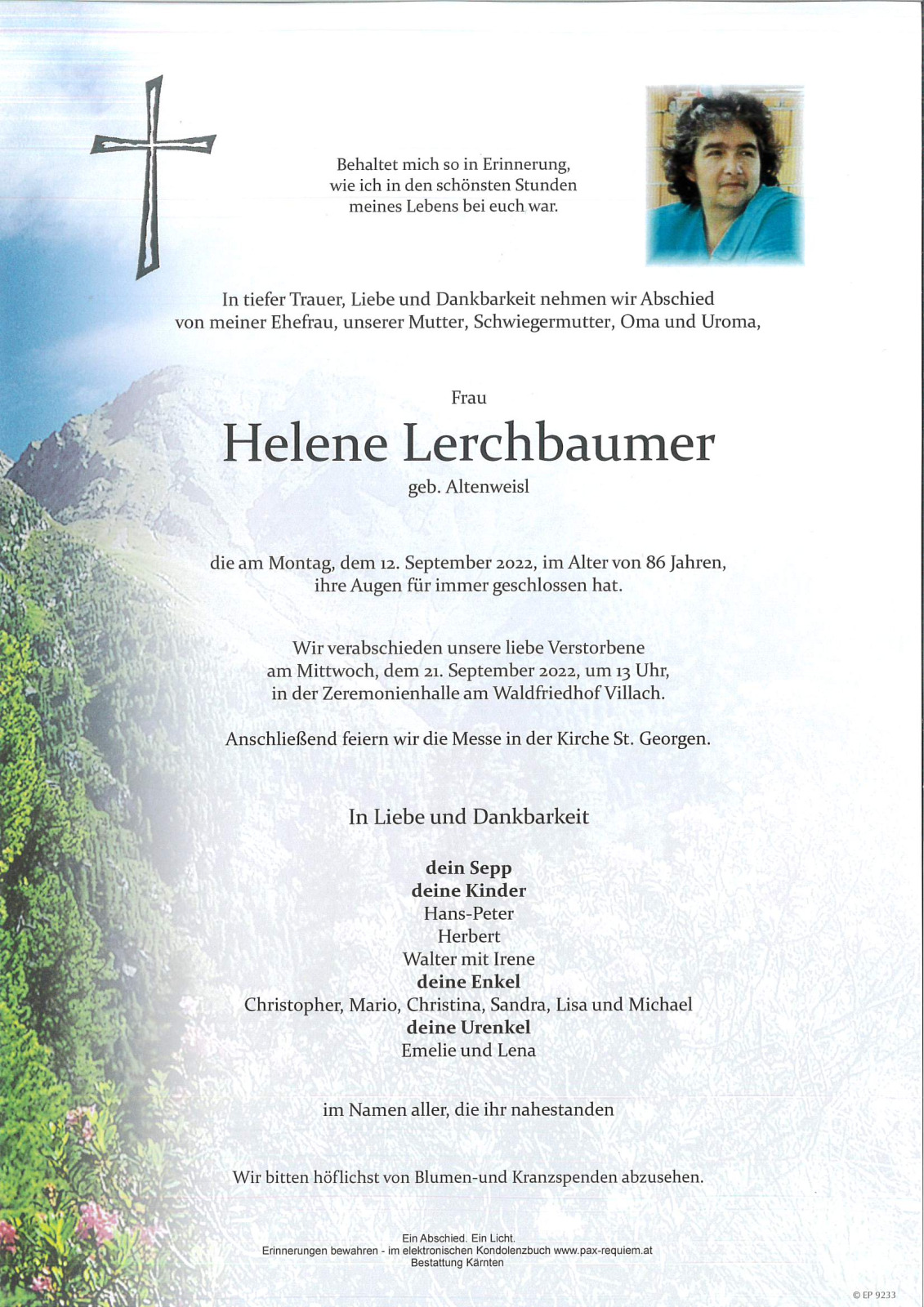 Parte Helene Lerchbaumer, geb. Altenweisl