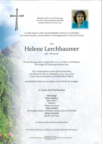 Helene Lerchbaumer, geb. Altenweisl