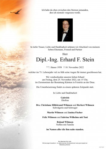Dipl.- Ing. Erhard F. Stein