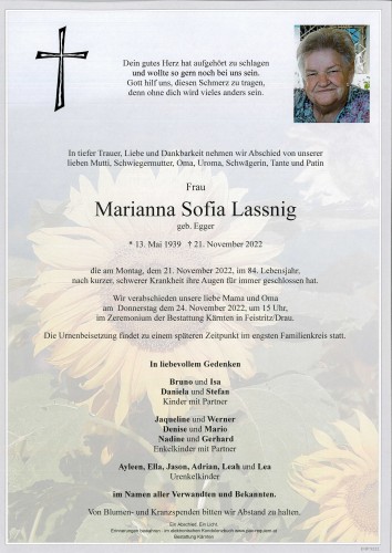 Marianna Sofia Lassnig geb. Egger