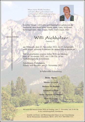 Willi Aichholzer, Gastwirt i.R.