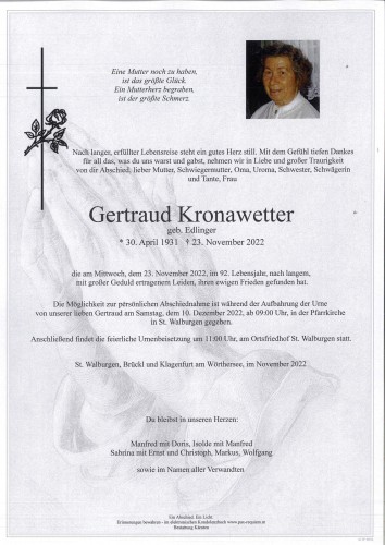 Gertraud Kronawetter, geb. Edlinger