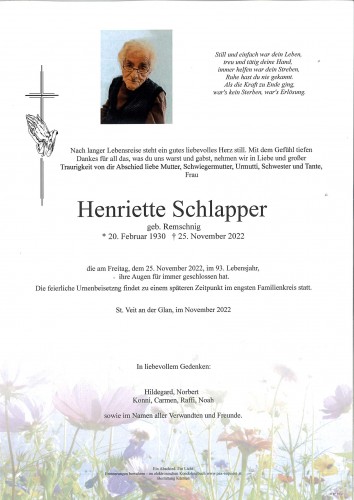 Henriette Schlapper, geb. Remschnig