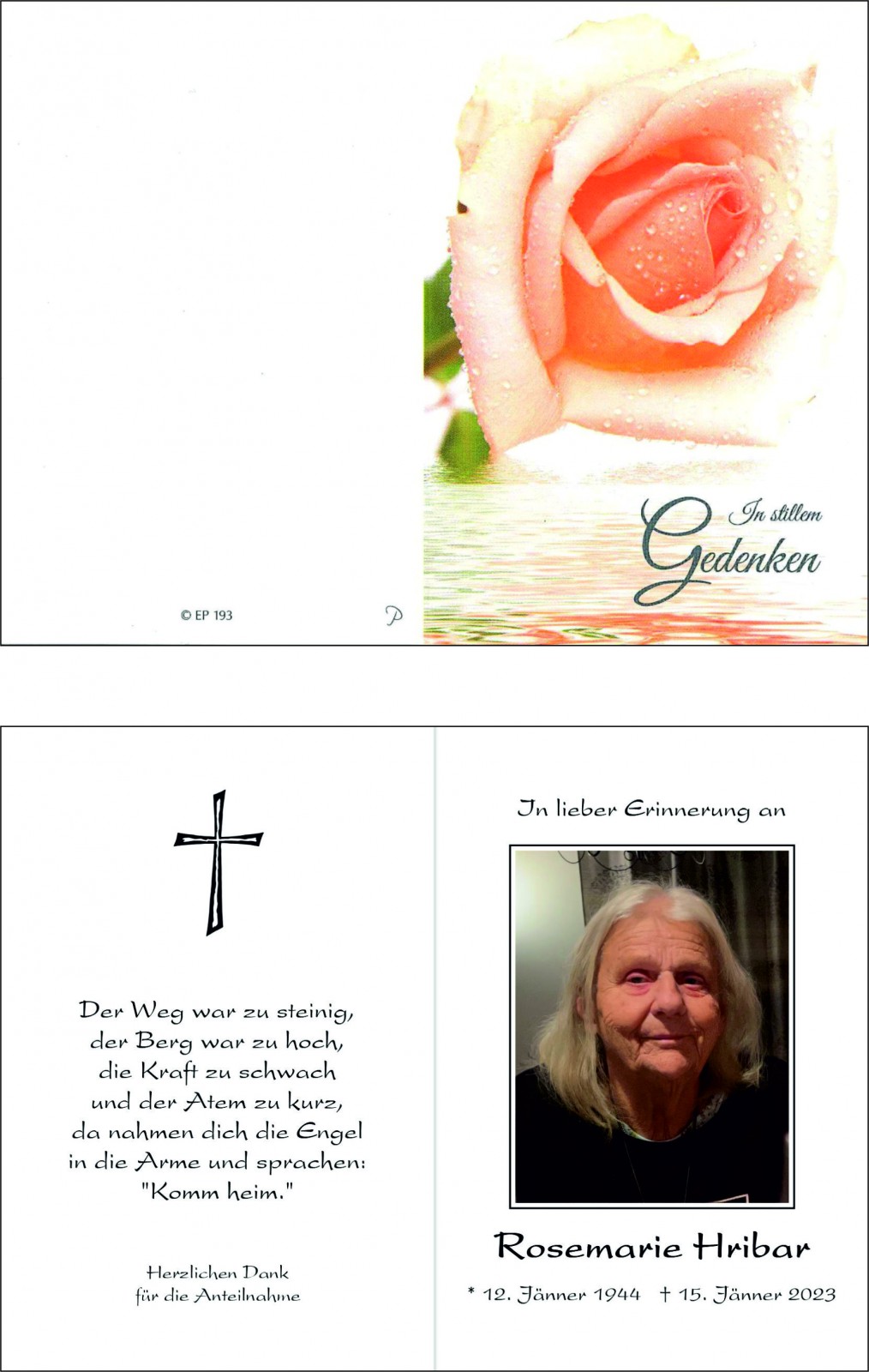 Parte Rosemarie Hribar geb. Meiswinkel