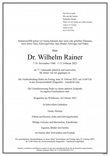 Dr. Wilhelm Rainer