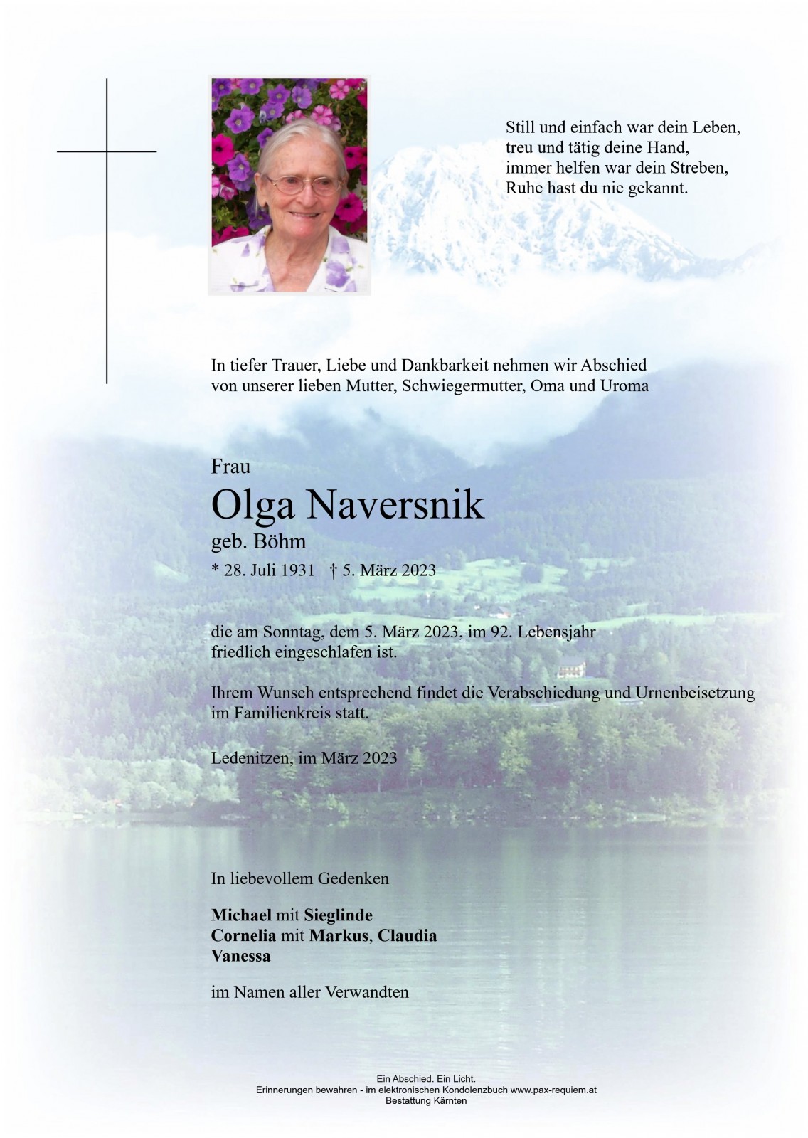 Parte Olga Naversnik, geb. Böhm