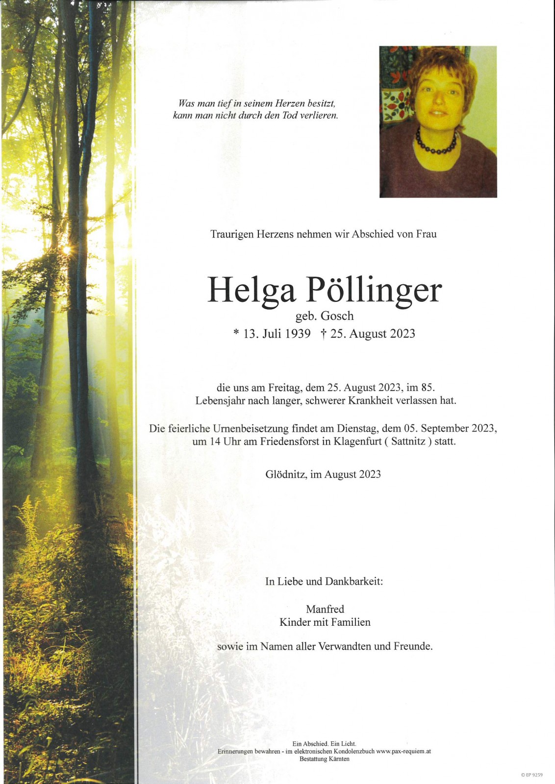 Parte Helga Pöllinger, geb. Gosch