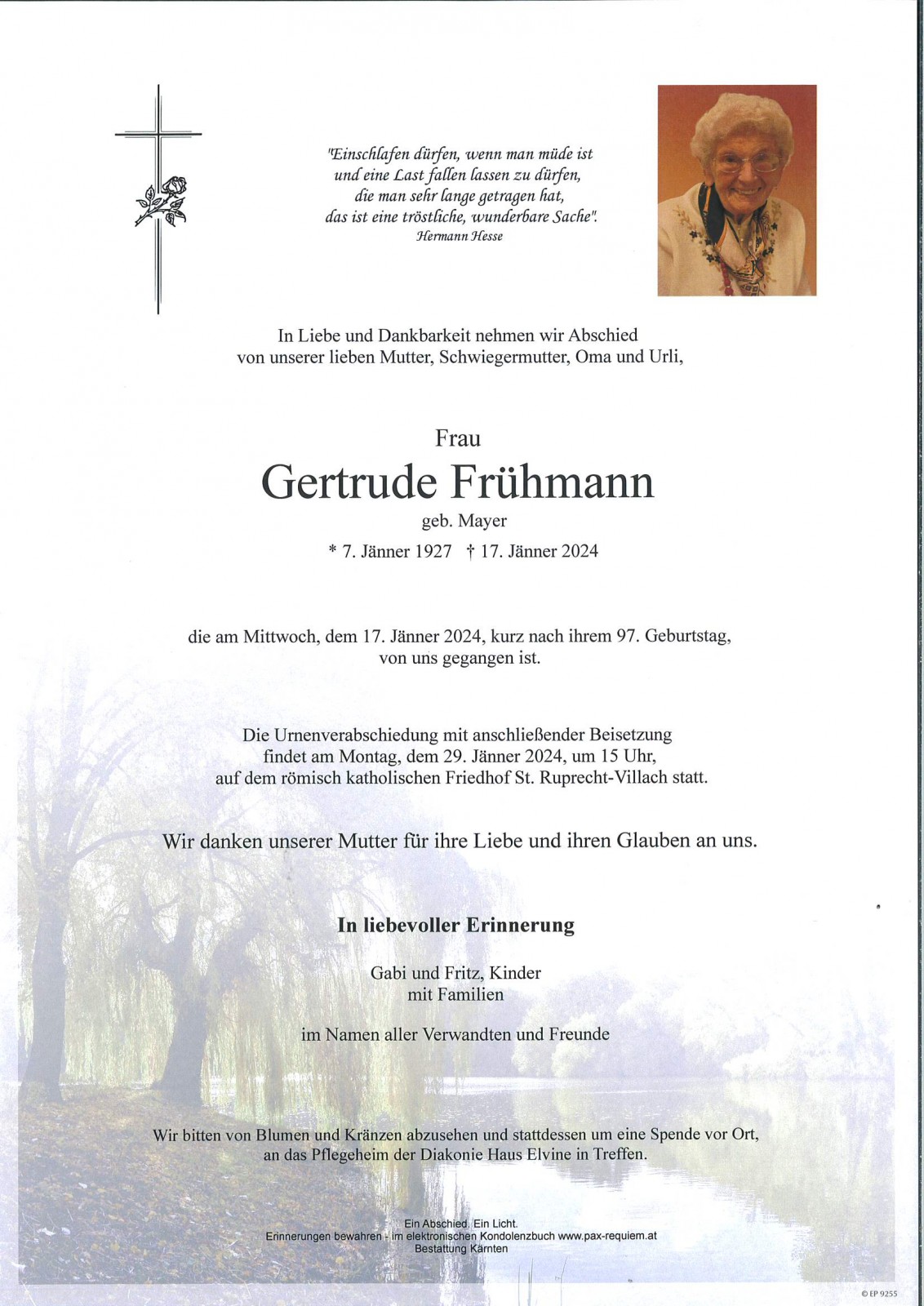 Parte Gertrude Frühmann, geb. Mayer