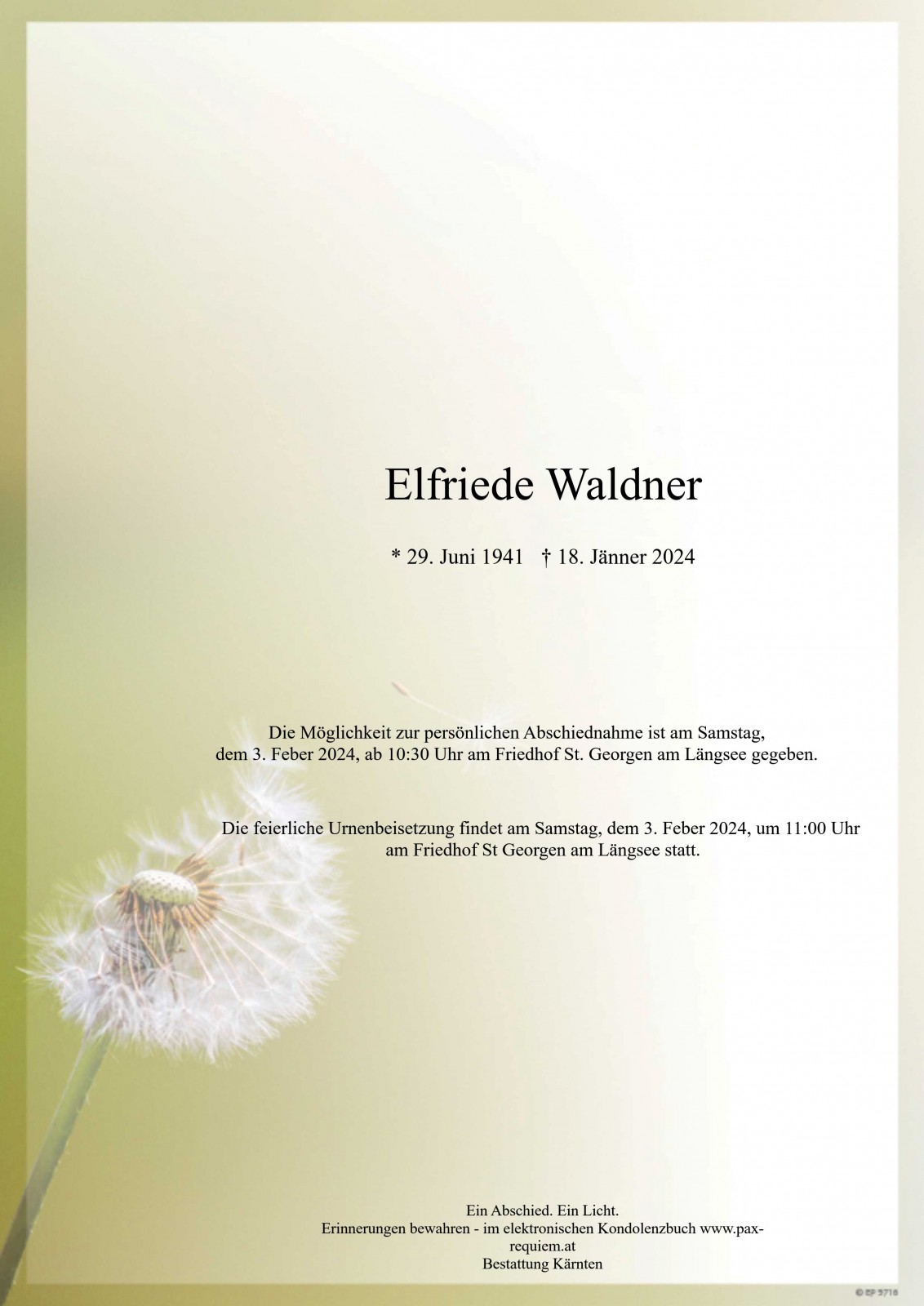Parte Elfriede Waldner geb. Lang