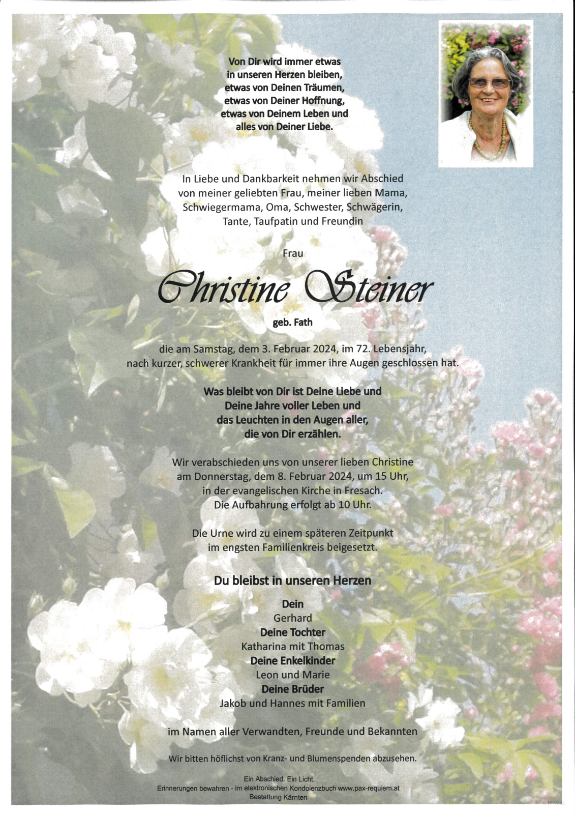 Parte Christine Steiner, geb. Fath