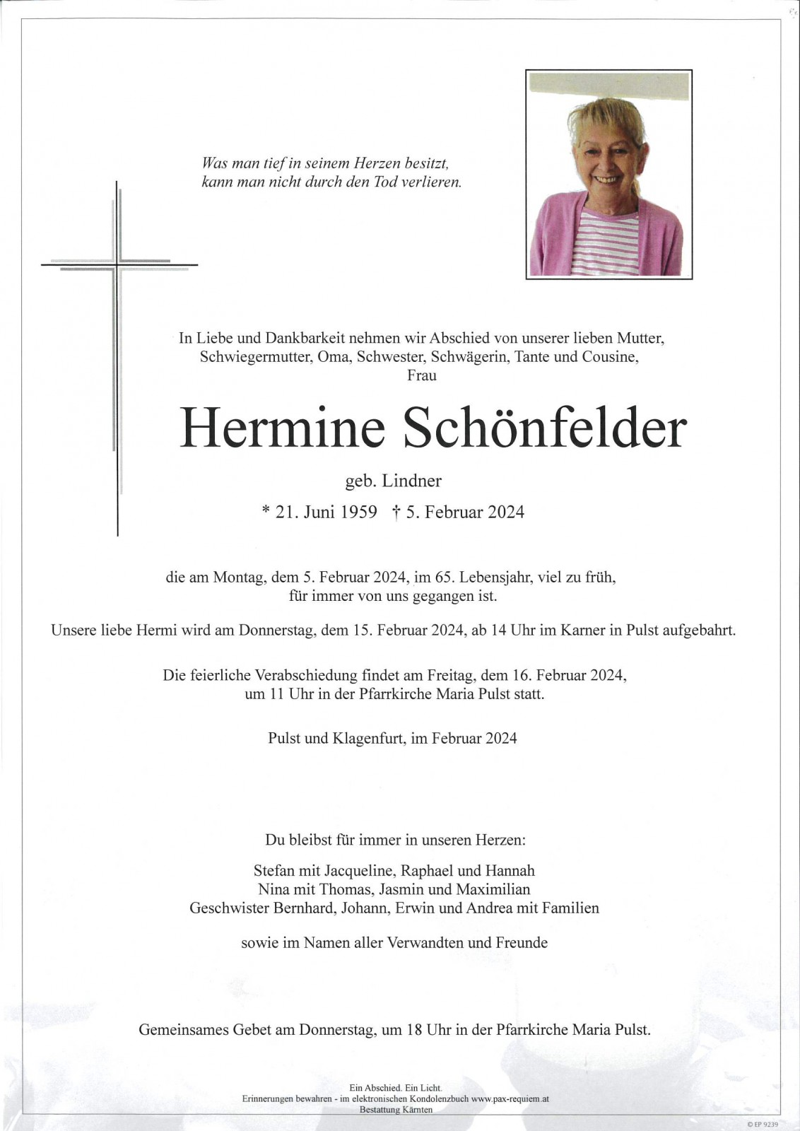 Parte Hermine Schönfelder, geb. Lindner