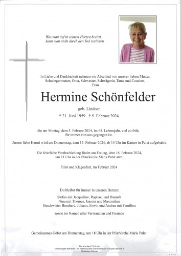 Hermine Schönfelder, geb. Lindner