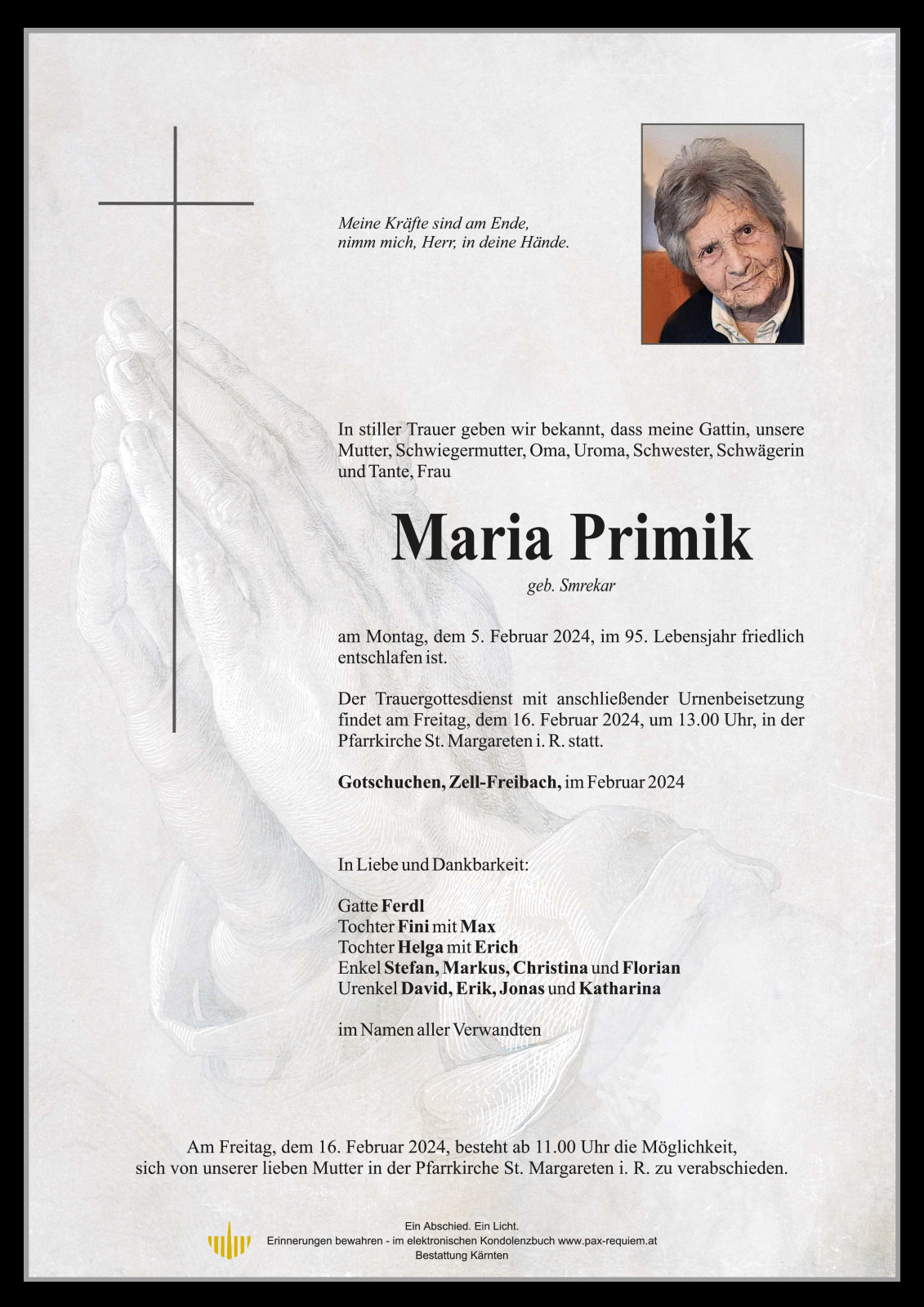 Parte Maria Primik geb. Smrekar
