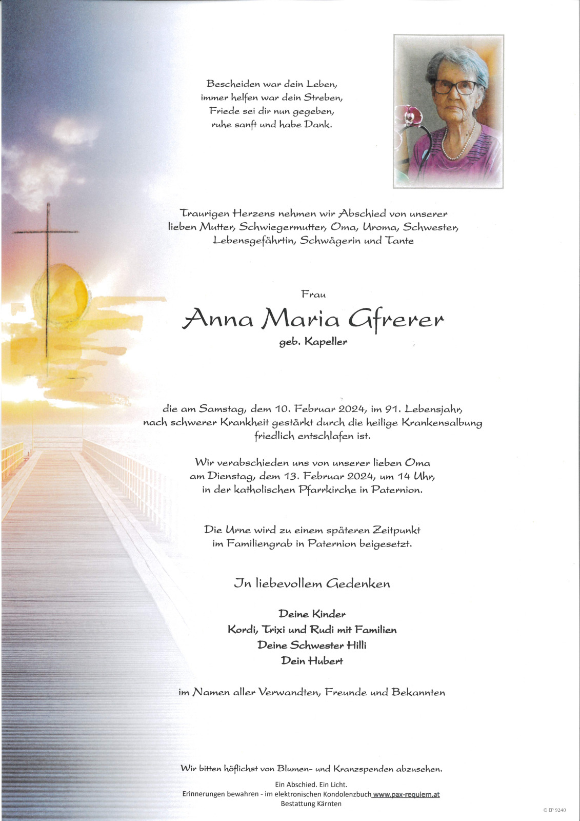 Parte Anna Maria Gfrerer, geb Kapeller