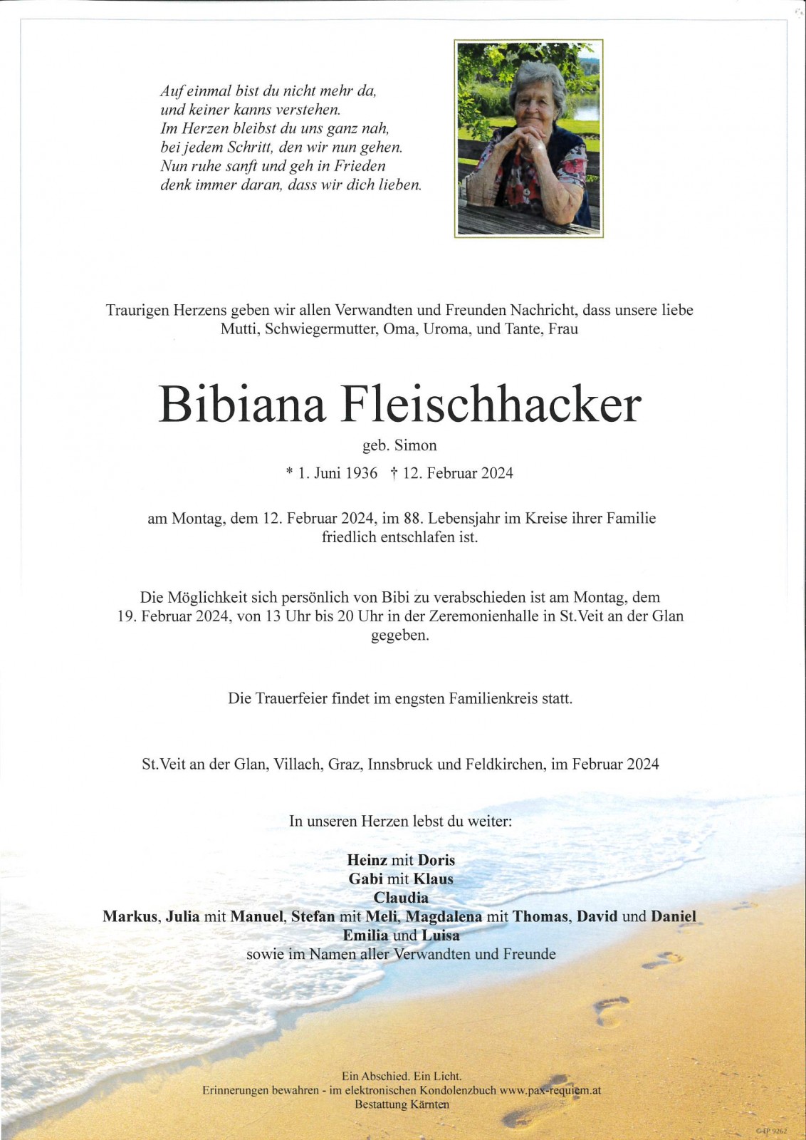 Parte Bibiana Fleischhacker, geb. Simon