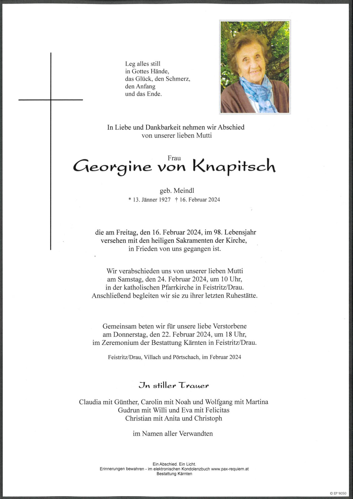 Parte Georgine von Knapitsch, geb. Meindl