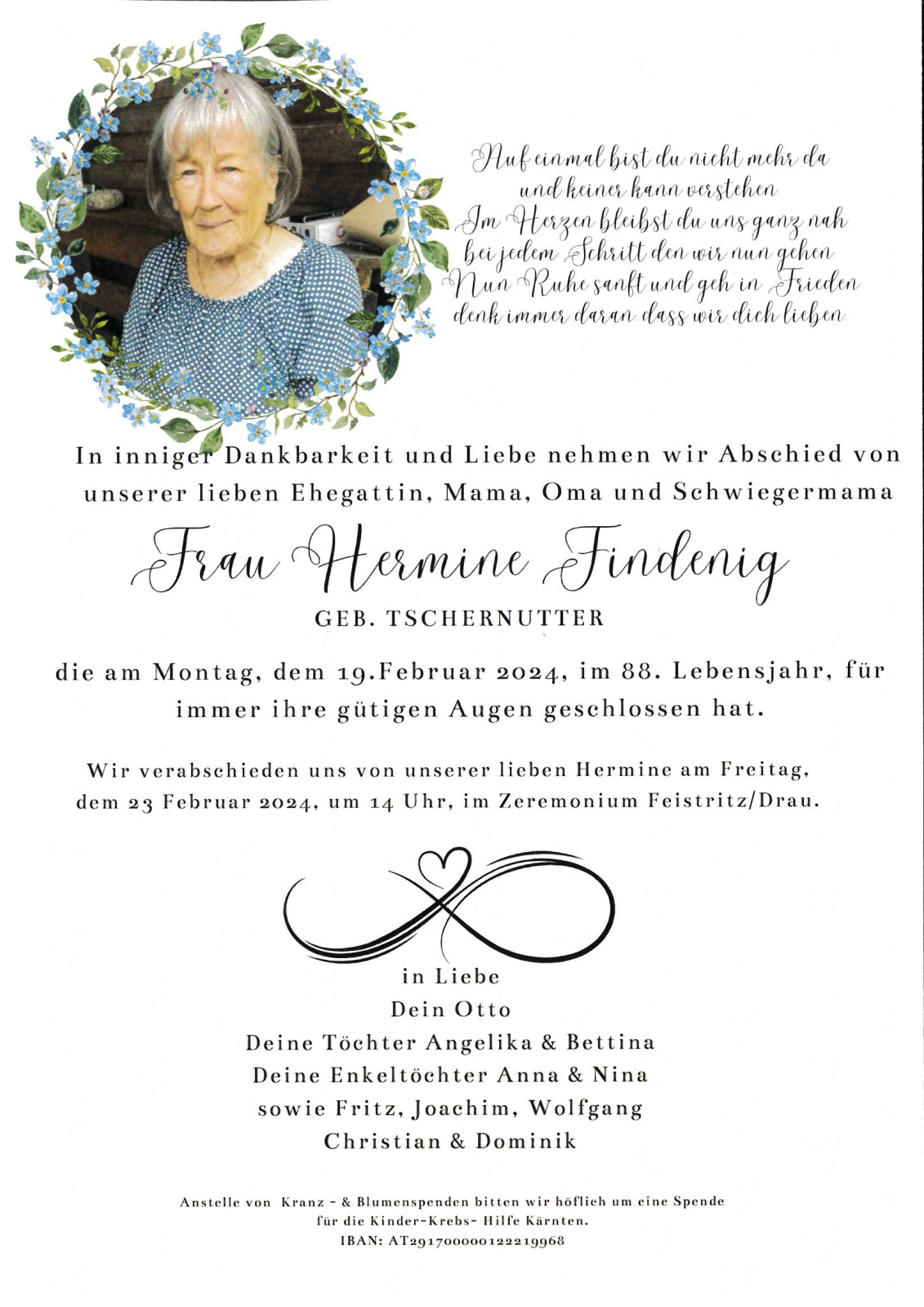 Parte Hermine Findenig, geb. Tschernutter