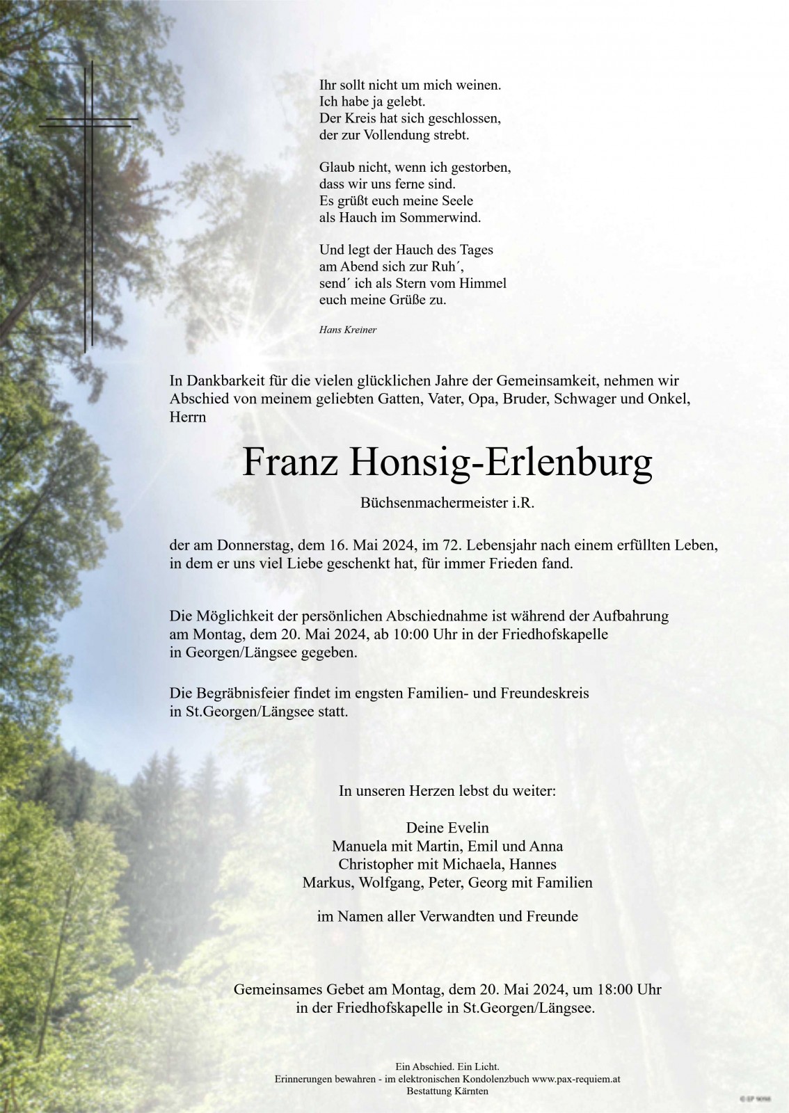 Parte Franz Honsig-Erlenburg