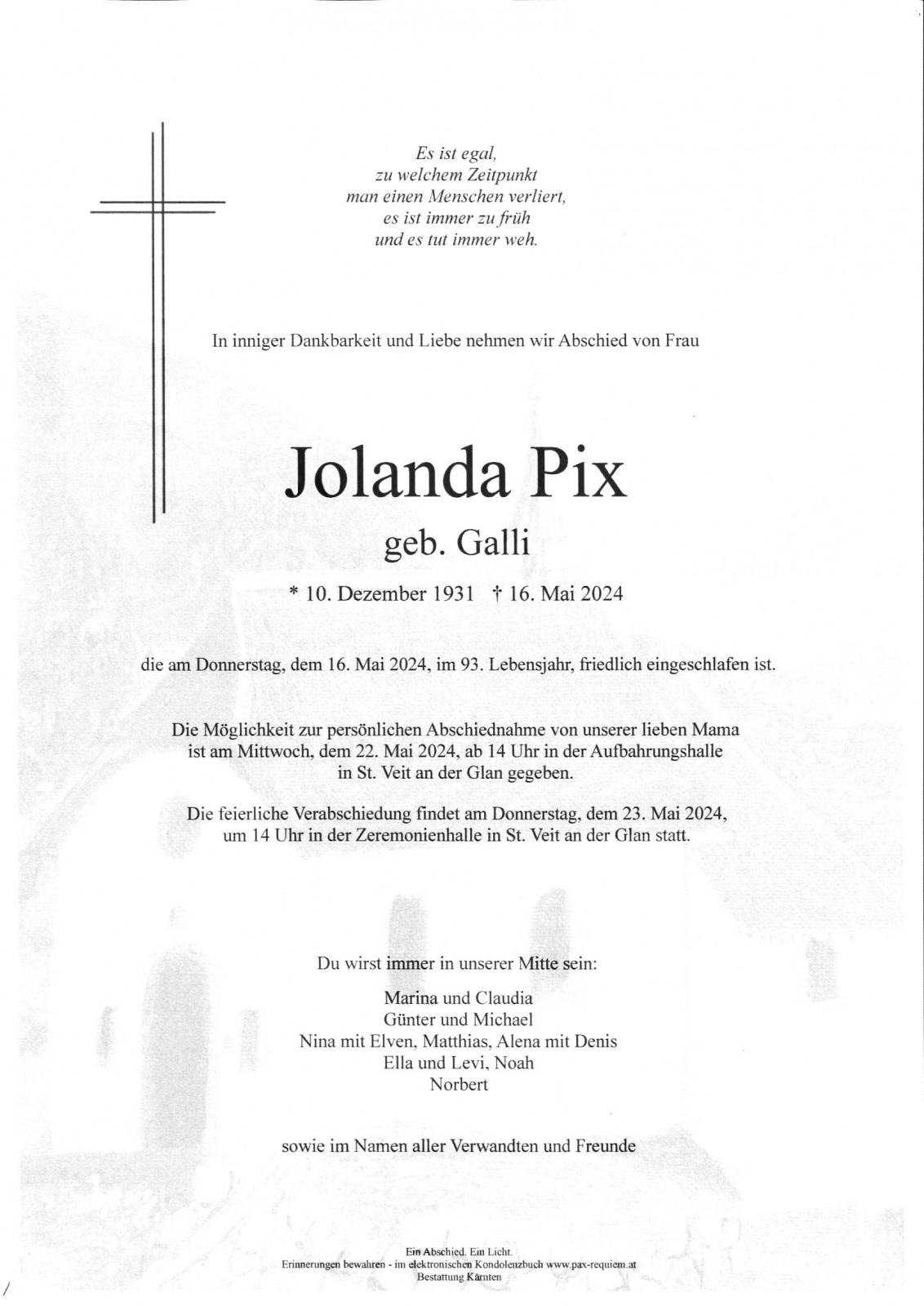 Parte Jolanda Pix, geb. Galli