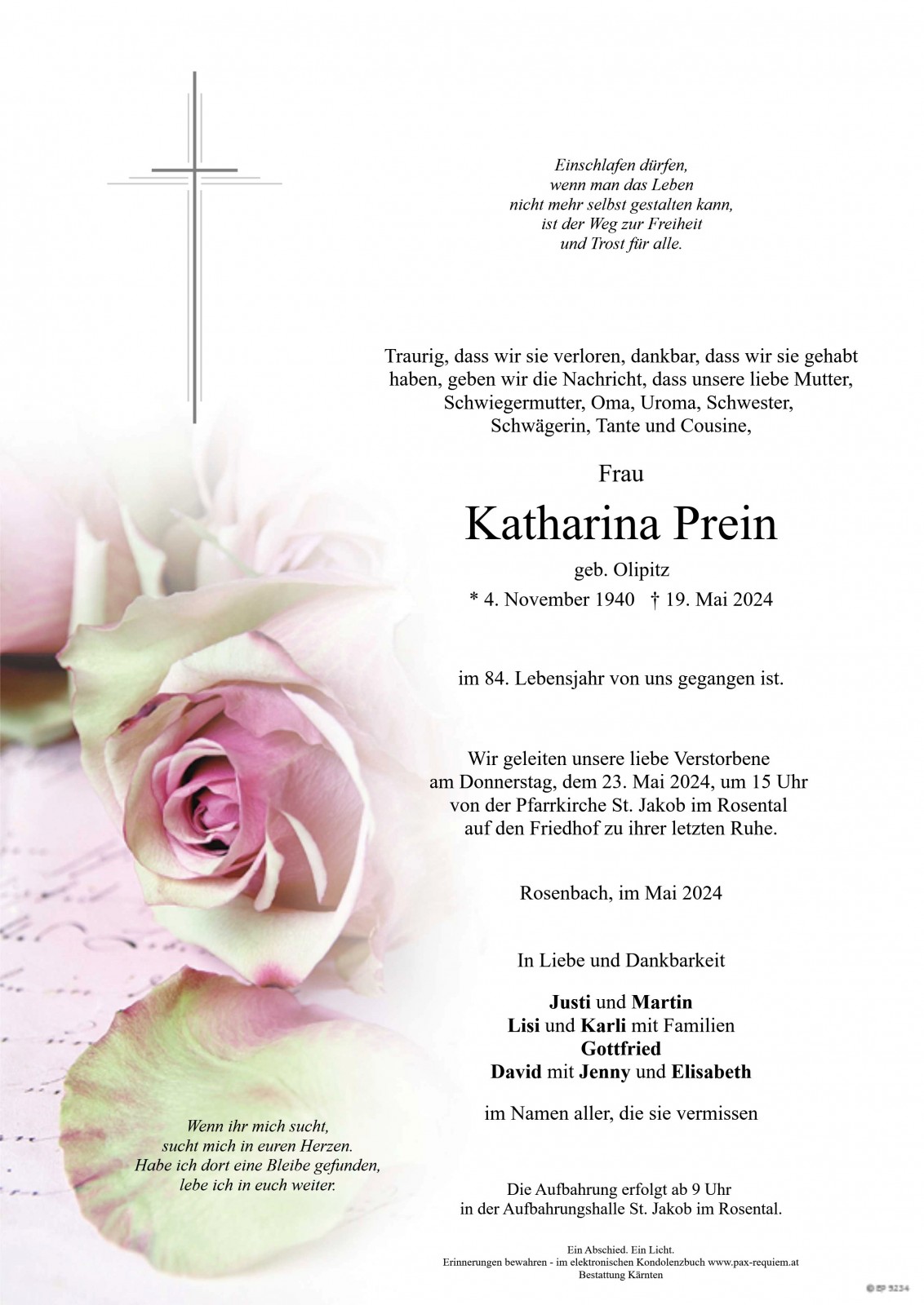 Parte Katharina Prein, geb. Olipitz