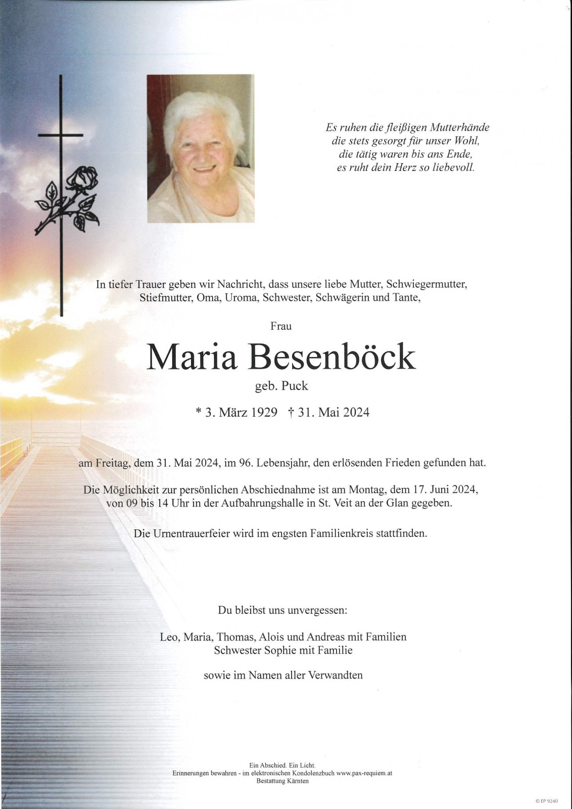 Parte Maria Besenböck, geb. Puck