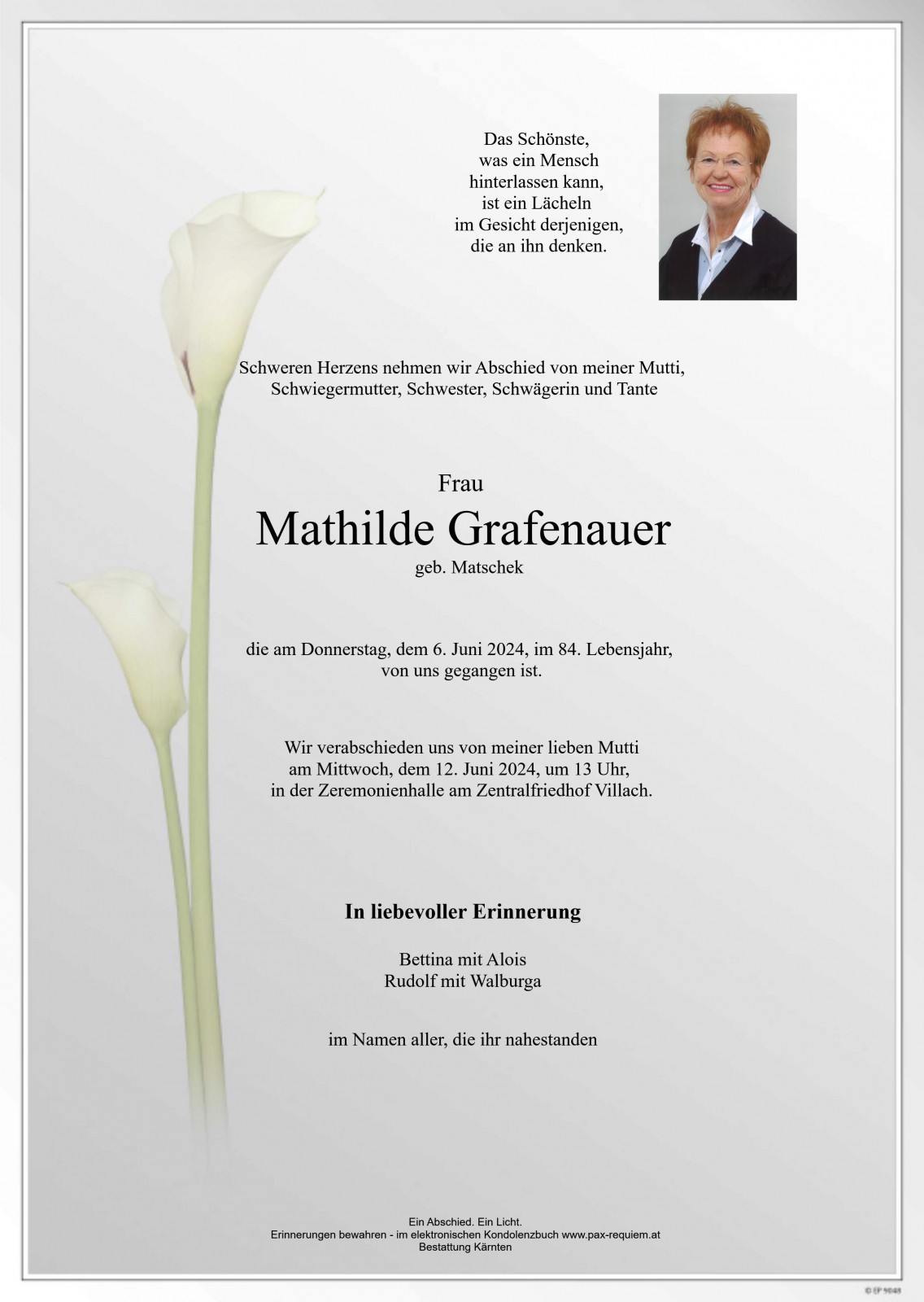 Parte Mathilde Grafenauer, geb. Matschek