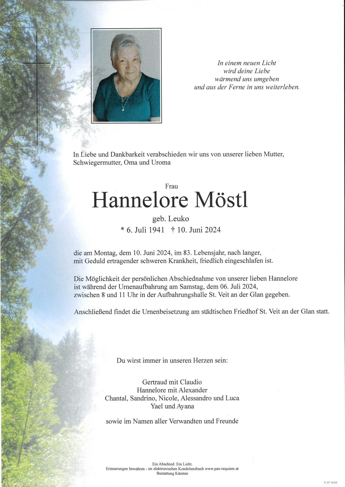 Parte Hannelore Möstl, geb. Leuko