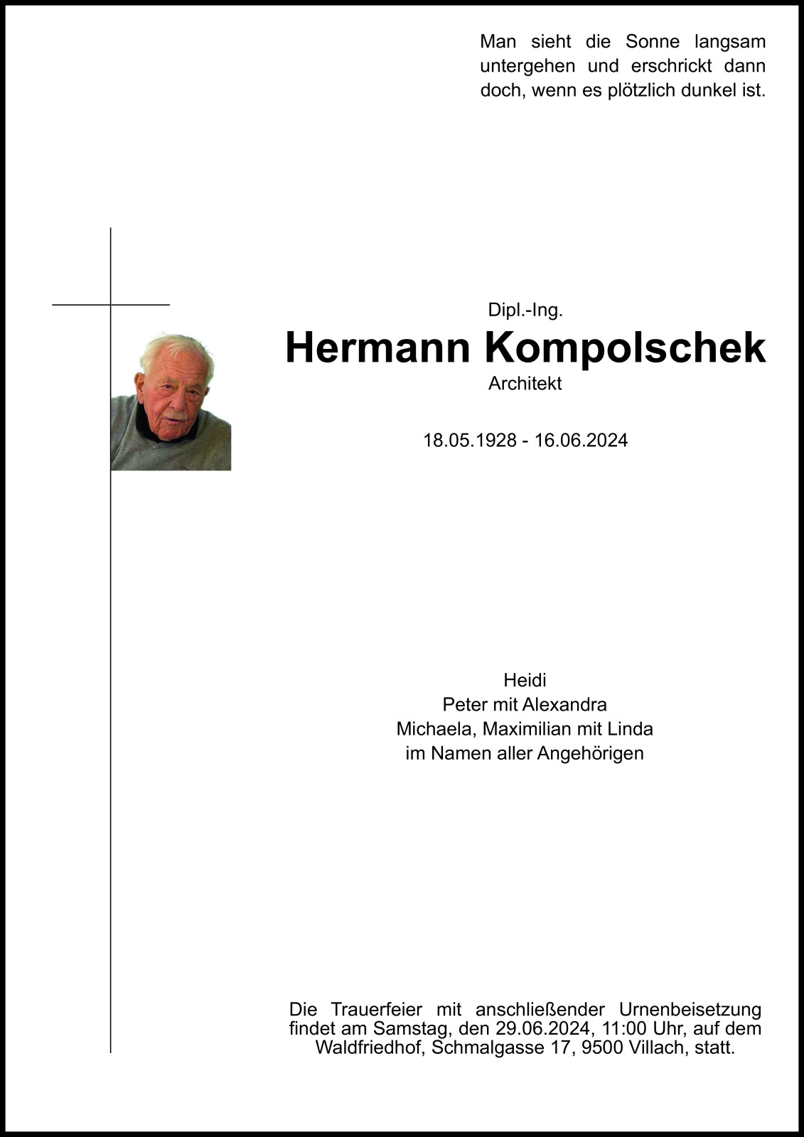 Parte Dipl.-Ing. Hermann Kompolschek