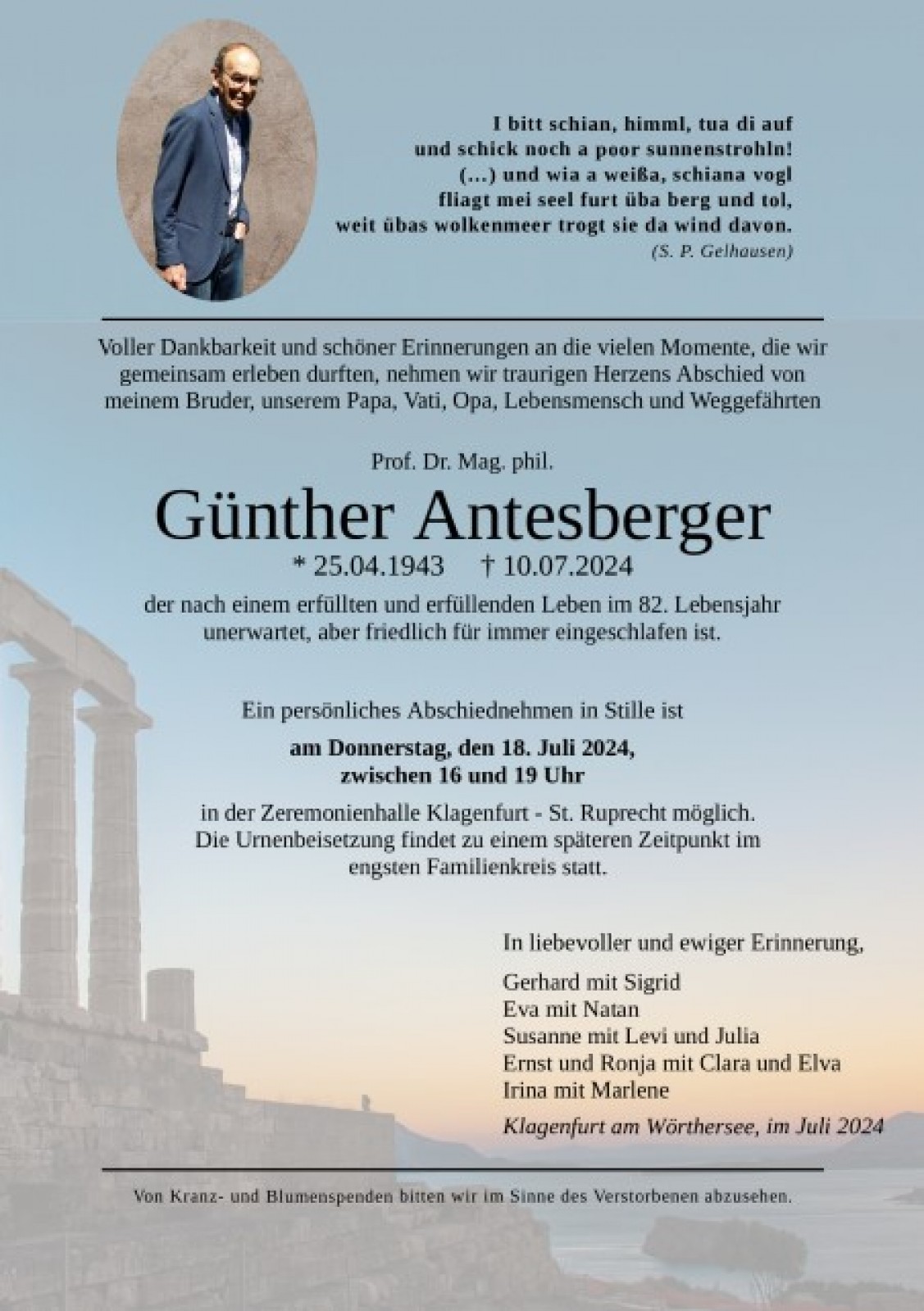 Parte Prof. Dr. Mag. phil. Günther Antesberger