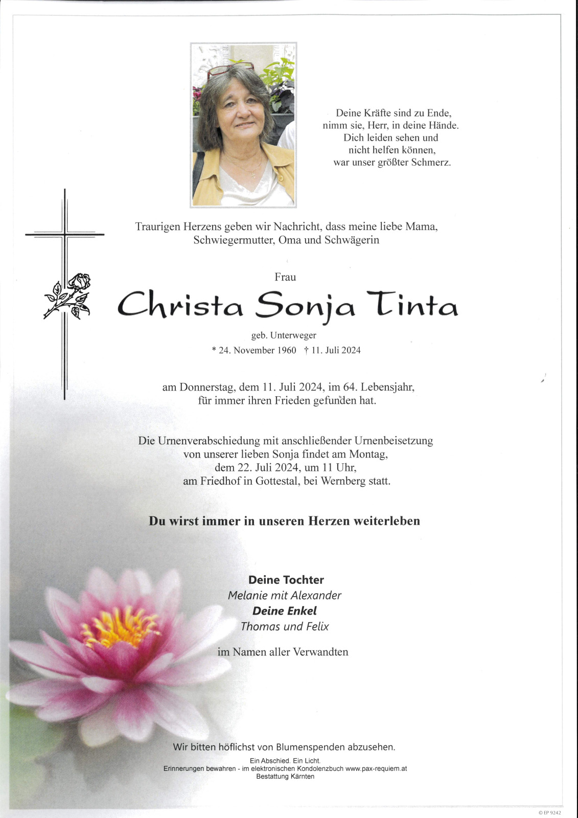 Parte Sonja Tinta, geb. Unterweger