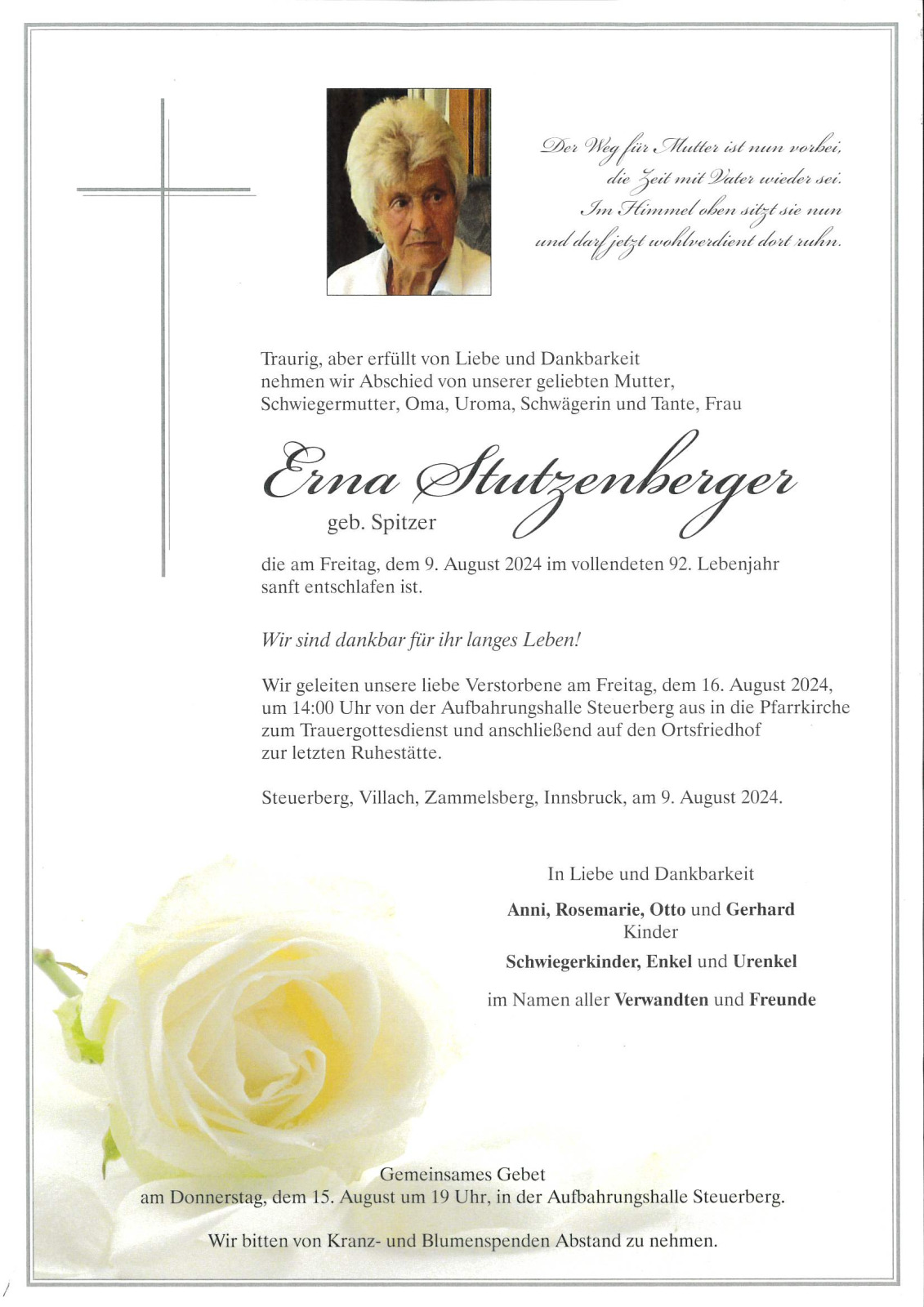 Parte Erna Stutzenberger geb. Spitzer